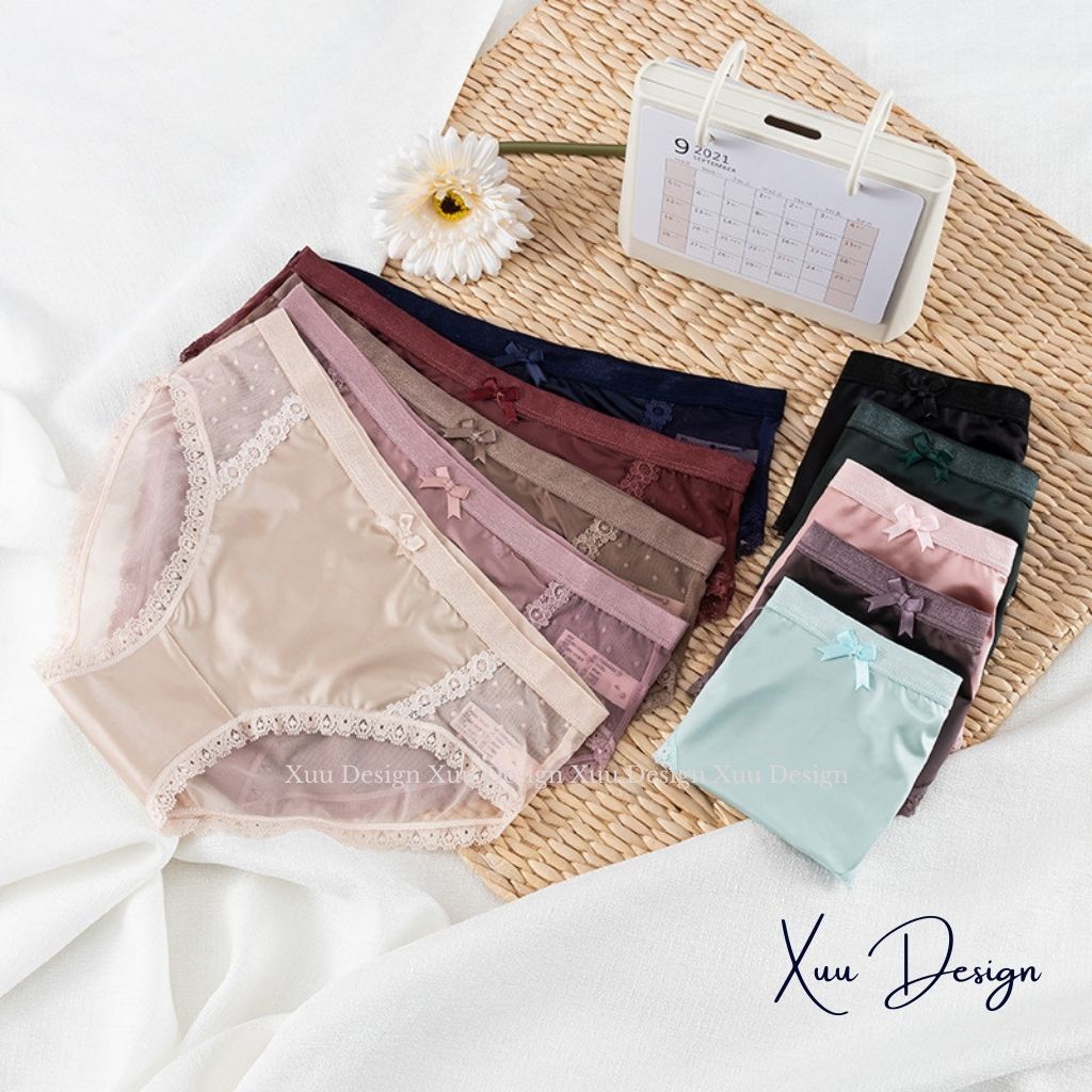 Quần lót nữ su lạnh cao cấp phối viền ren sexy co dãn thoáng khí- Xuu Design QC100