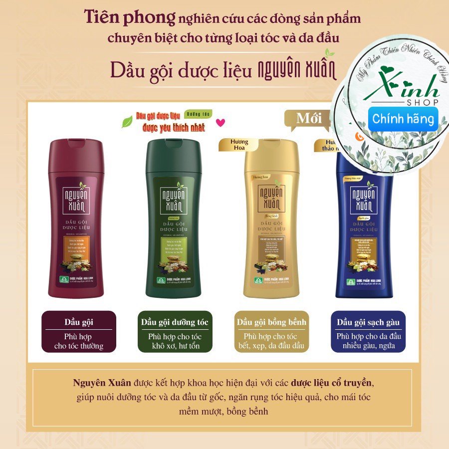 Dầu gội Nguyên Xuân -  chai 200ml dùng cho tóc thường, tóc bết dầu, tóc gàu, tóc hư tổn trẻ ngọn TÙY CHỌN