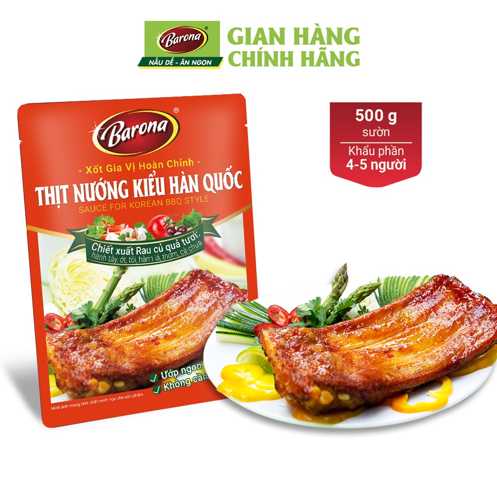 Gia Vị Thịt Nướng Kiểu Hàn Quốc Barona 80g ướp ngon chuẩn vị không cần nêm nếm