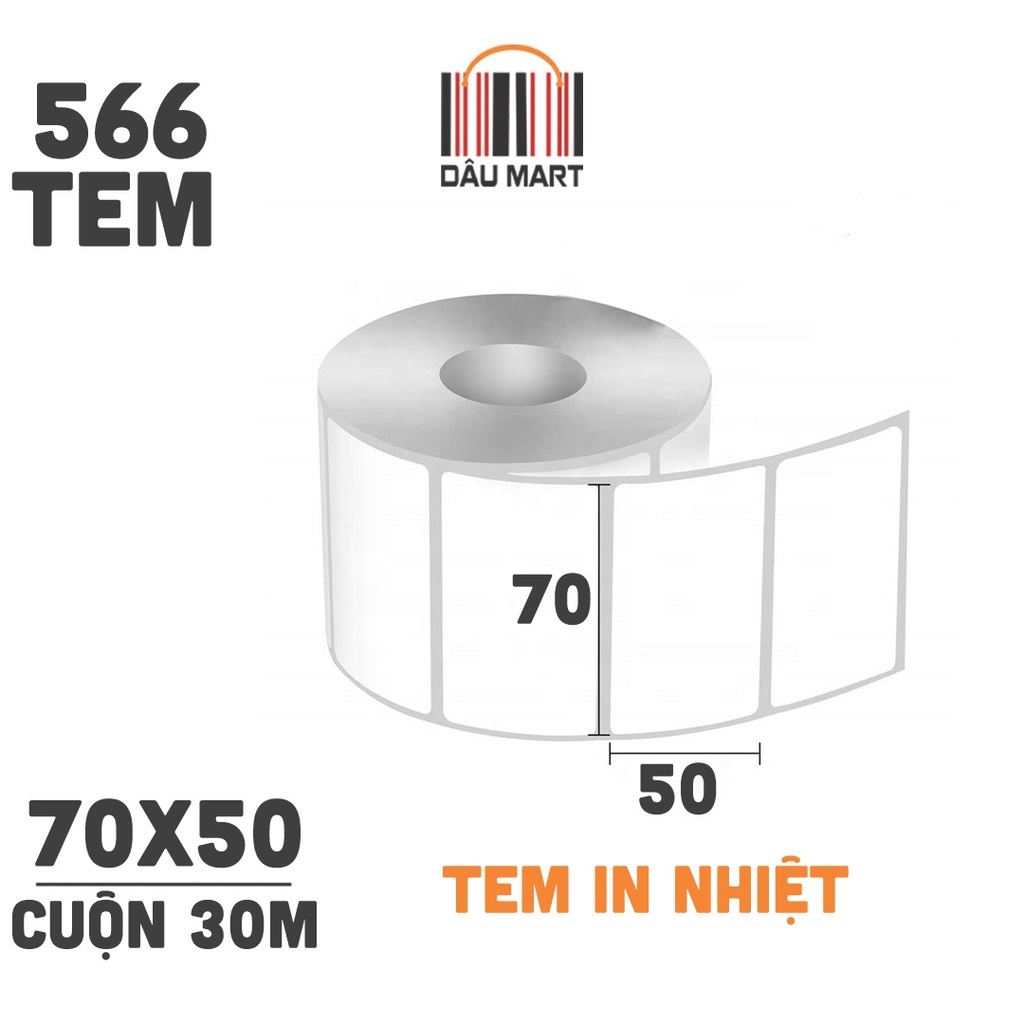 Tem decal nhiệt 70x50mm dài 30m - Cuộn 566 tem Size 7x5cm