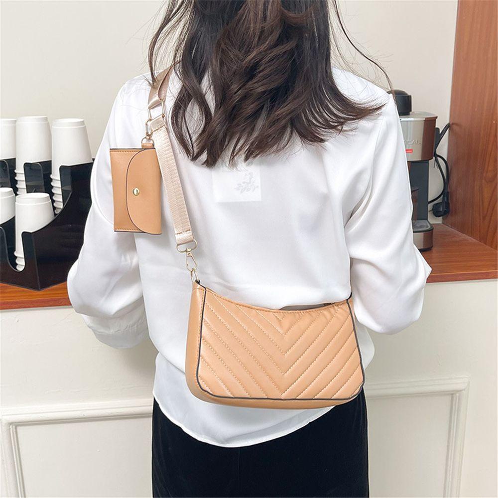 MIHAN1 Túi Xách Da PU Họa Tiết Sọc Caro Thời Trang Cho Nữ