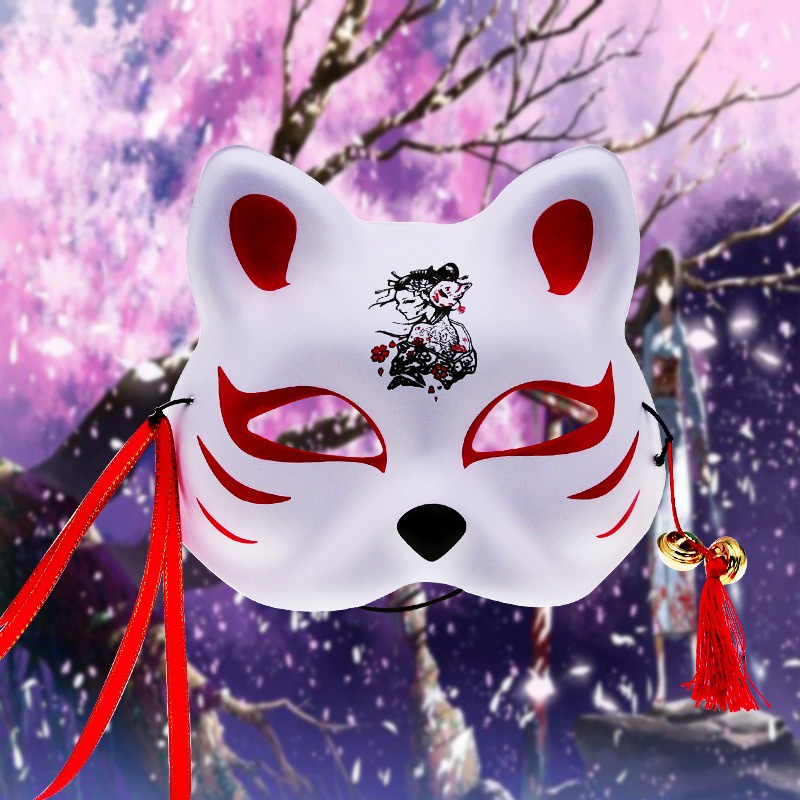 Mask fox_cosplay) Mặt nạ mèo/Mặt nạ cáo/Vẽ sẵn Mặt Nạ Mèo Thần Tài Mặt Nạ Hồ ly, mặt nạ mèo thủ công
