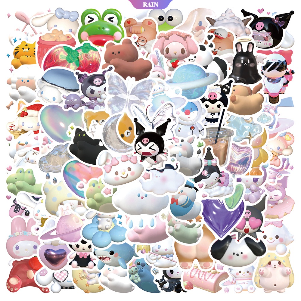 SANRIO Sticker Họa Tiết Hoạt Hình Cinnamoroll Hello Kitty Kuromi Kirby 3D Chống Thấm Nước Trang Trí Cho Laptop/Điện Thoại/Máy Tính Bảng