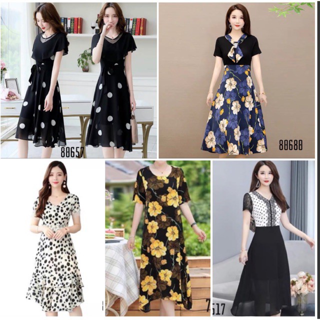 Đầm voan lụa có lót - Đầm trung niên