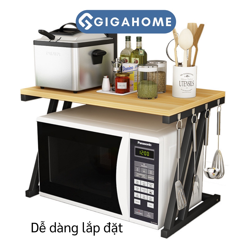 Kệ Nhà Bếp Để Lò Vi Sóng 2 Tầng Chân Chữ Z GIGAHOME Kèm Móc Treo Tiện Lợi 9466