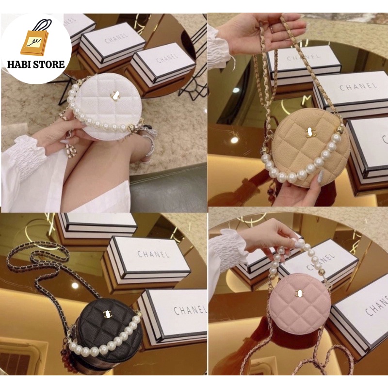 Túi Xách Nữ Đeo Chéo Cầm Tay Dáng Tròn Quai Ngọc Sang Chảnh Kèm Dây Tiểu Thư M35