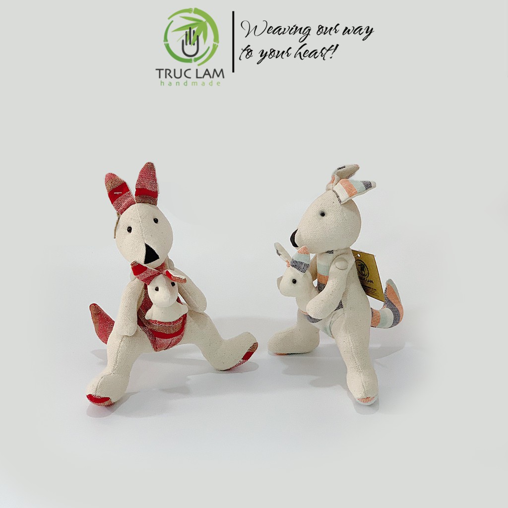 Đồ Chơi Cho Bé Thú Nhồi Bông Mini Hình Mẹ Con Chuột Túi Vải Thổ Cẩm Dệt Tay Bông Gòn Cao Cấp – Trúc Lâm Handmade