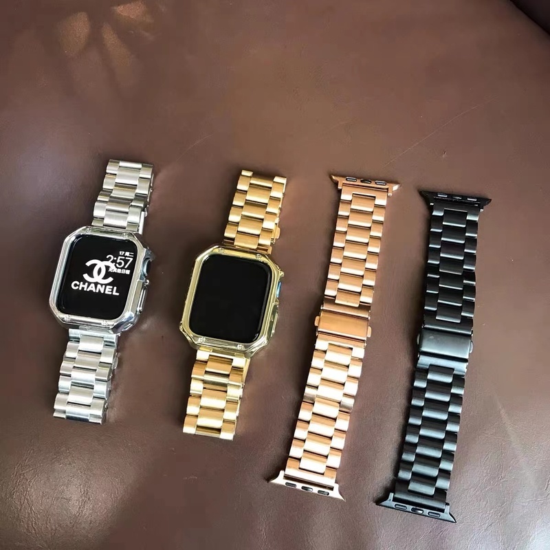 Bộ Ốp Bảo Vệ Bằng TPU + Dây Đeo Bằng Thép Không Gỉ Cho Apple Watch Band 45mm 44mm 42mm 41mm 40 / 38 series 3 4 5 6 se 7