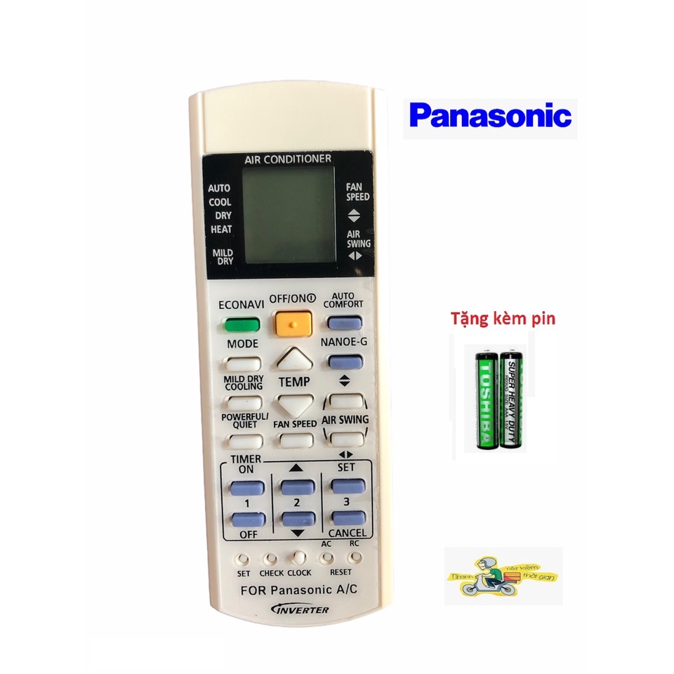 Điều khiển điều hòa  PANASONIC INVERTER A75C3208 (ECONAVI) - tặng kèm pin - Remote điều hòa không khí Panasonic INVERTER
