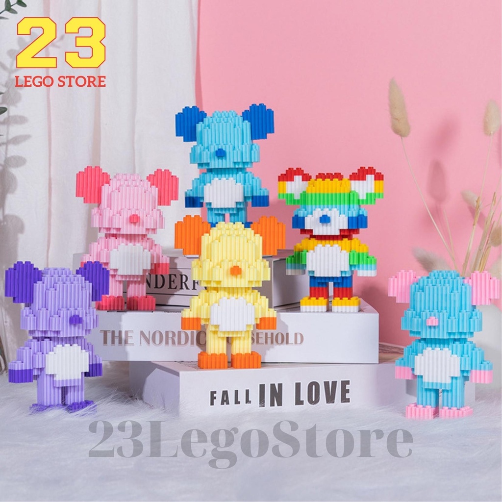 Bộ đồ chơi lắp ghép gấu BearBrick cỡ nhỏ mini 12cm