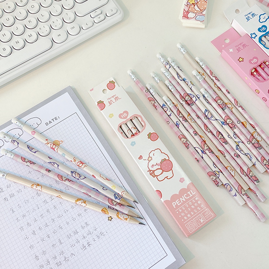 Bộ 10 Cây Bút Chì Kèm Gôm Tẩy Họa Tiết Hoạt Hình Dễ Thương