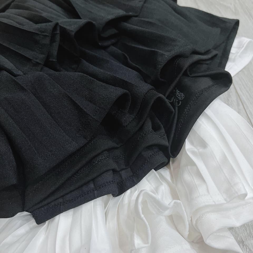 CHÂN VÁY XẾP LY 2 tầng mới về hàng,💖FREESHIP💖,có quần trong, 2 màu đen, trắng | BigBuy360 - bigbuy360.vn