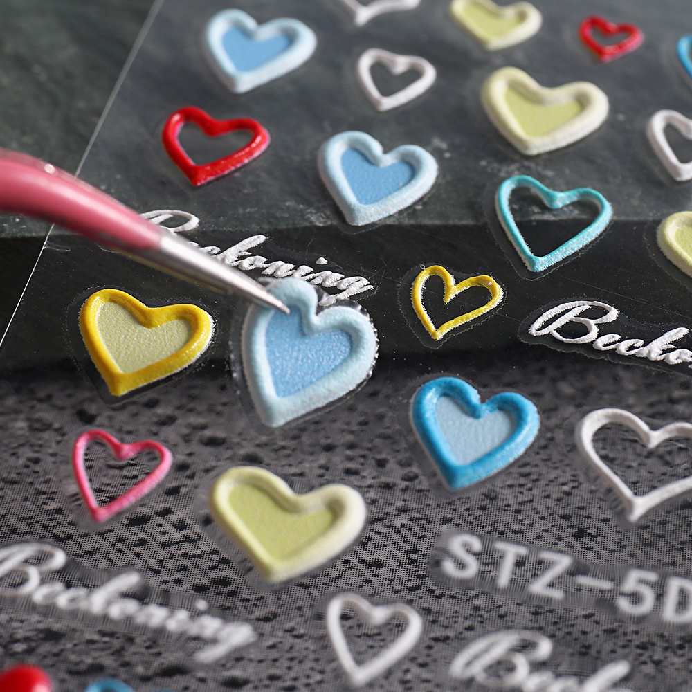 Nhãn Dán Trang Trí Móng Tay 5D Dập Nổi Họa Tiết Hoa Nhỏ Xinh Xắn