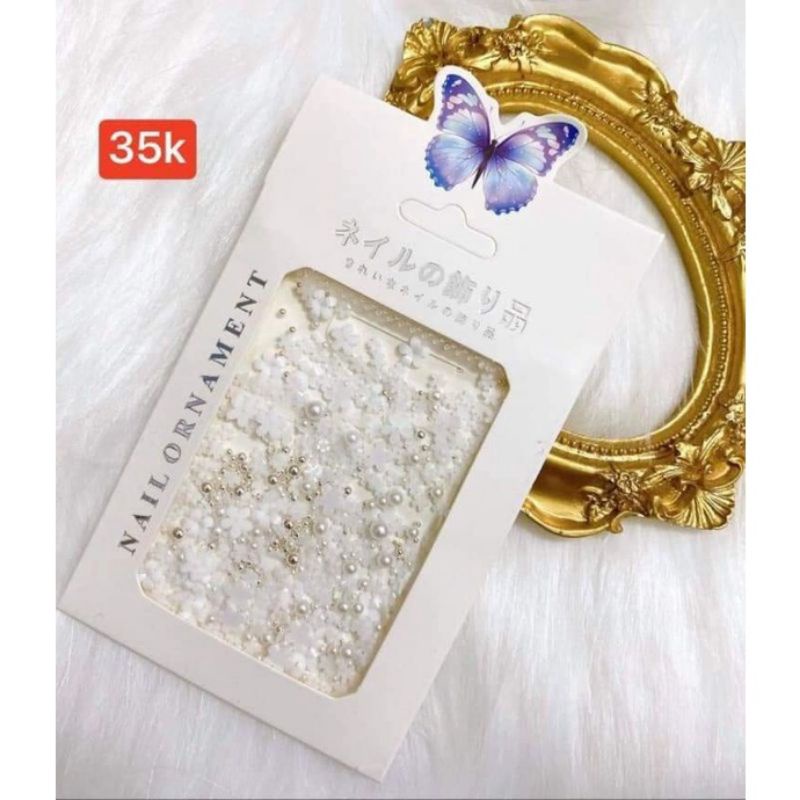 set charm hoa nhí 5 cánh mix bi,phụ kiện nail trang trí