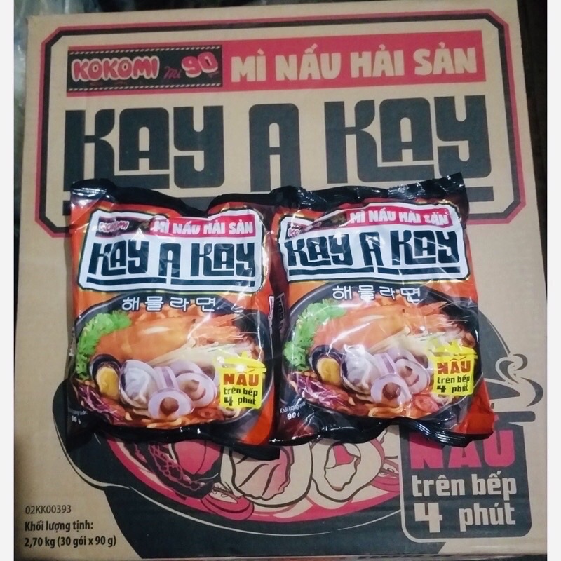 Thùng 30 gói x 90g mì nấu hải sản kayakay Kokomi