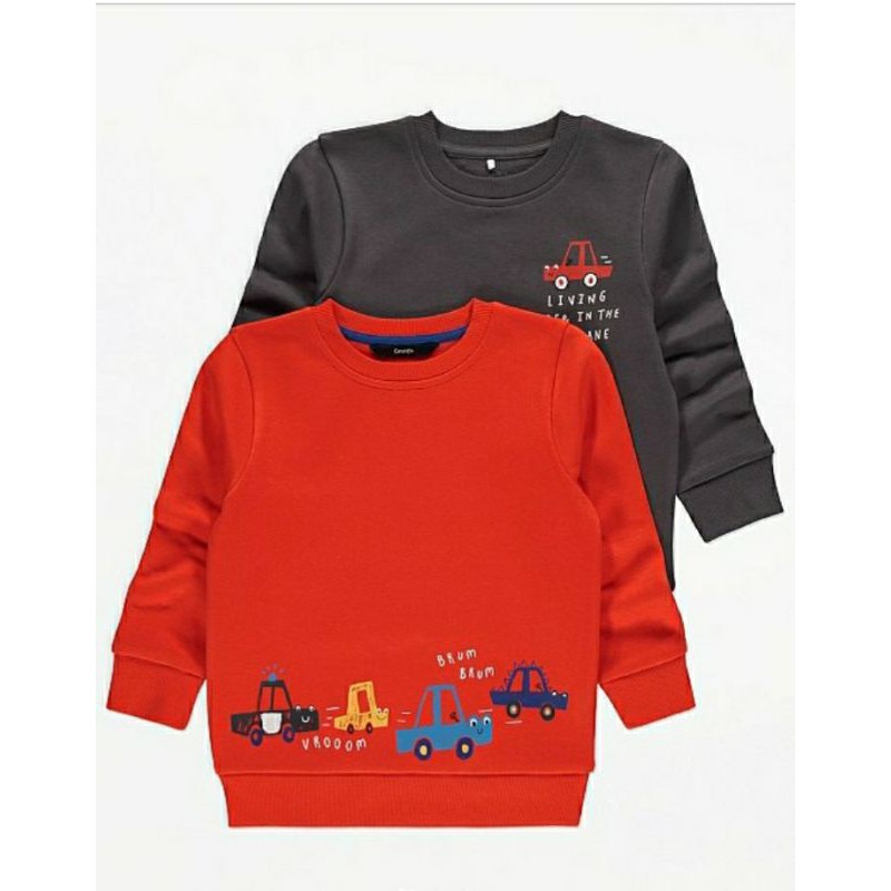 Set 2 áo nỉ lót lông bé trai George UK Auth sz 1-6y