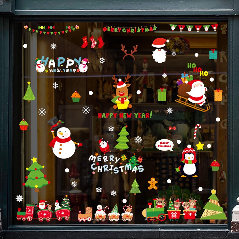 Decal dán tường Noel Hít Tĩnh Điện không Dơ Kính - Đoàn tàu happy
