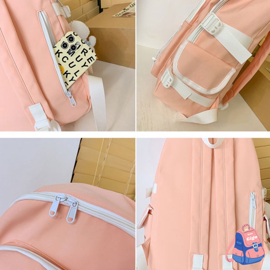 Cặp đi học nữ cho học sinh cấp 2 cấp 3 tặng kèm 2 sticker + đồ trang trí y hình (không móc) G204 - BaloGigo