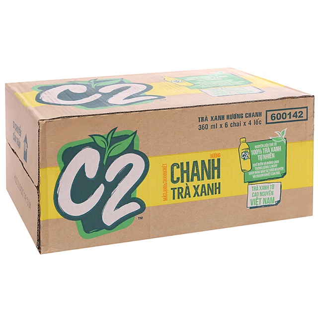 THÙNG 24 CHAI TRÀ XANH C2 HƯƠNG CHANH/ TÁO 360ML