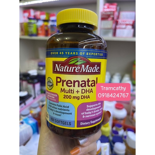 vitamin bà bầu prenatal dha 200-Bổ bầu 150 viên Nature Made Prenatal Multi