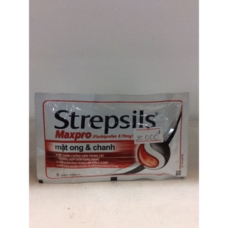 kẹo ngậm strepsils Maxpro mật ong & chanh 8v