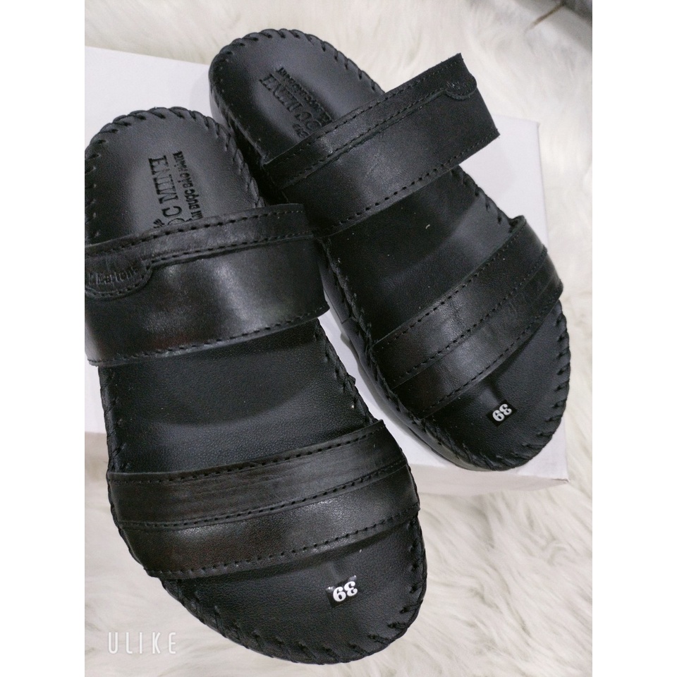 Dép Nam Hai Quai Thời Trang Cao Cấp Màu Đen Mã 18 Siêu Bền Đẹp, Da Sịn Không Bong Tróc, Chống Trơn Đủ Size