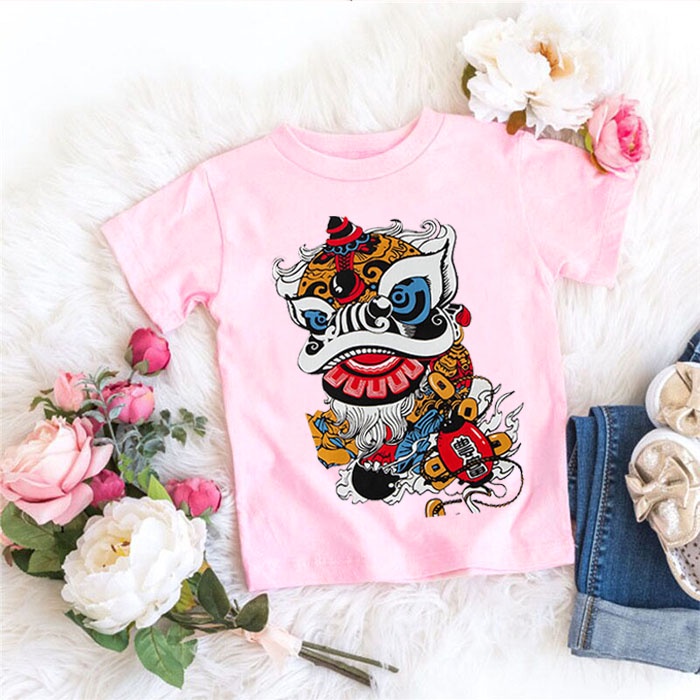 Áo Trẻ Em In Hình Múa Lân Siêu Đẹp | Áo Thun Tết 2023 Cho Bé Trai Bé Gái LX10 | Áo Chất Store