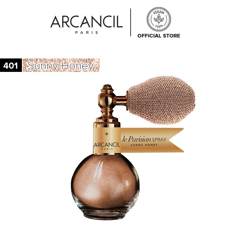 Xịt nhũ kim tuyến Arcancil Parisian Spray Shimmering Powder Face, Cleavage and Hair 3.5gr