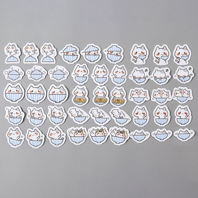 Hộp 45 Miếng Dán Hình Mèo Dễ Thương Trang Trí Sổ Tay DIY