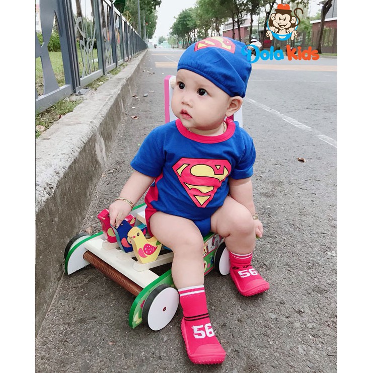 Bodysuit cho bé trai, bé gái sơ sinh 4-15kg hình SuperMen - DoLaKids