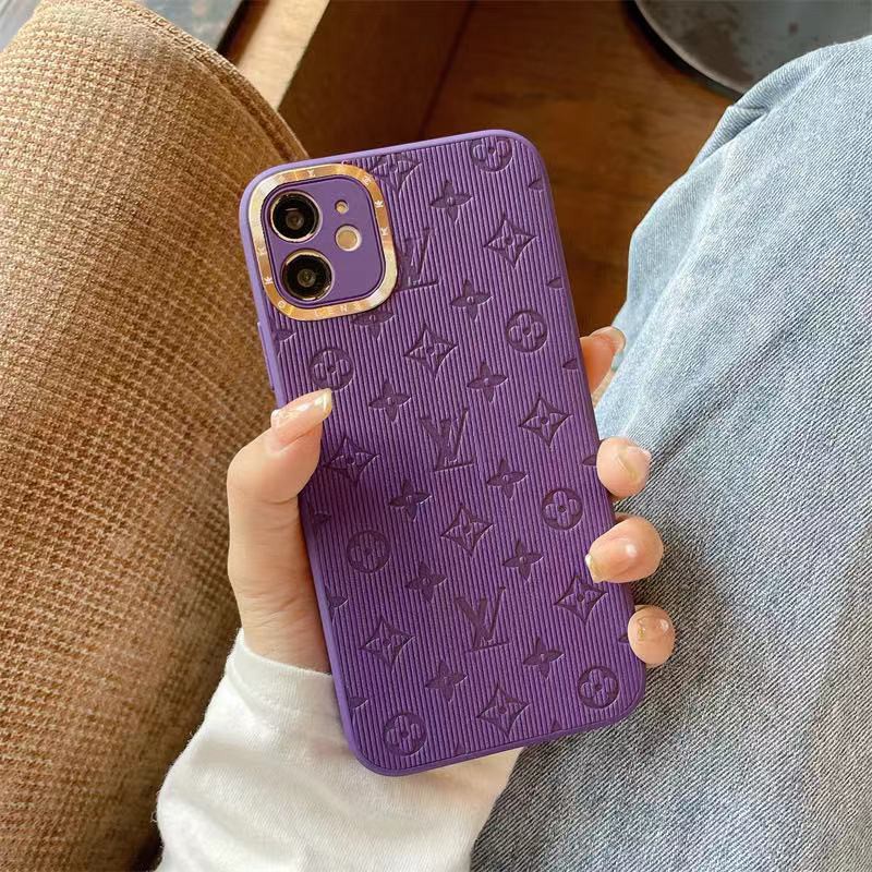 Ốp điện thoại in logo LV màu tím cho iphone 13 Pro Max i13 13pro 11 Pro Max i11 i7 i8 SE 7plus 8plus iX XS XR Xs MAX 12 12Pro 12 Pro Max