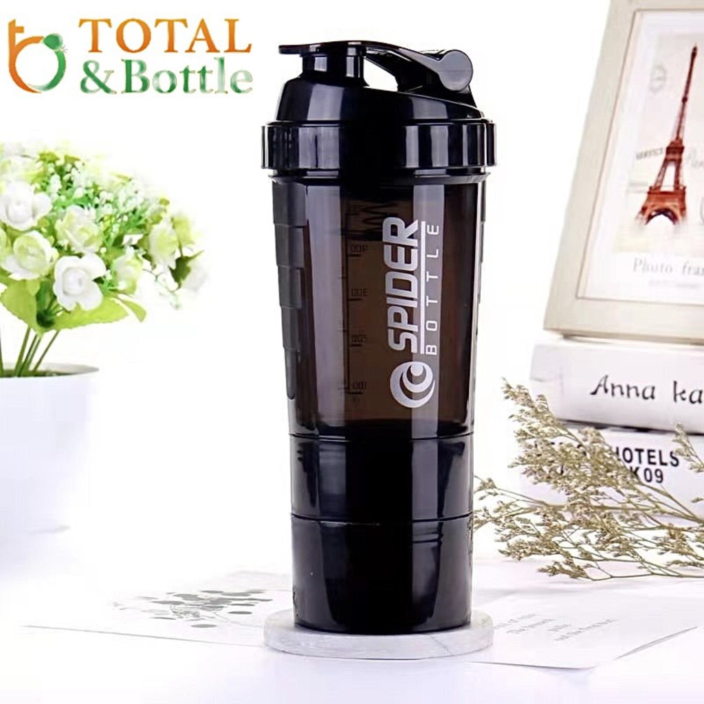 Bình nước thể thao tập gym SPIDER BOTTLE bình lắc Shaker Whey 500ml - Total Bottle