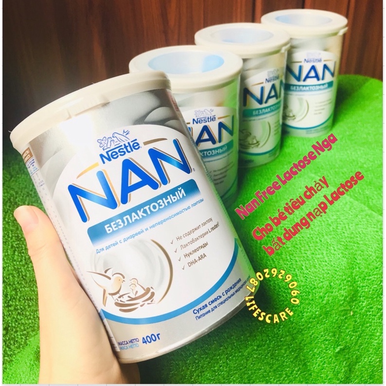 [chuẩn bill] Sữa bột NAN Lactose Free Nga dành cho bé tiêu chảy và bất dung nạp từ sơ sinh, 400g-lifescare