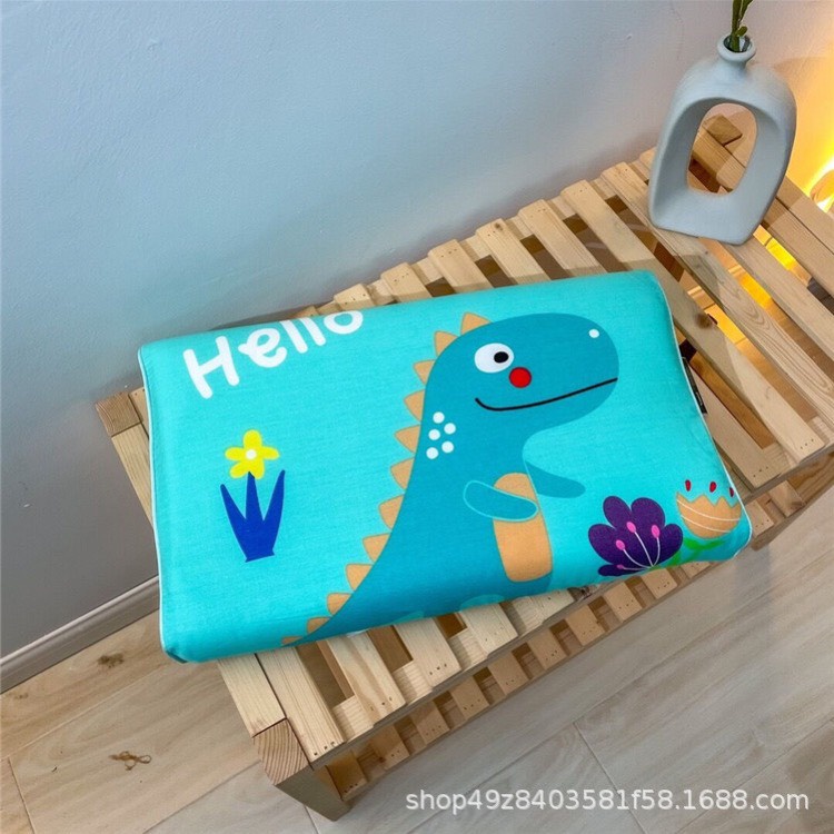 Gối cao su non trẻ em, vỏ cotton 100%, ruột cao su non nhân tạo siêu mềm, an toàn