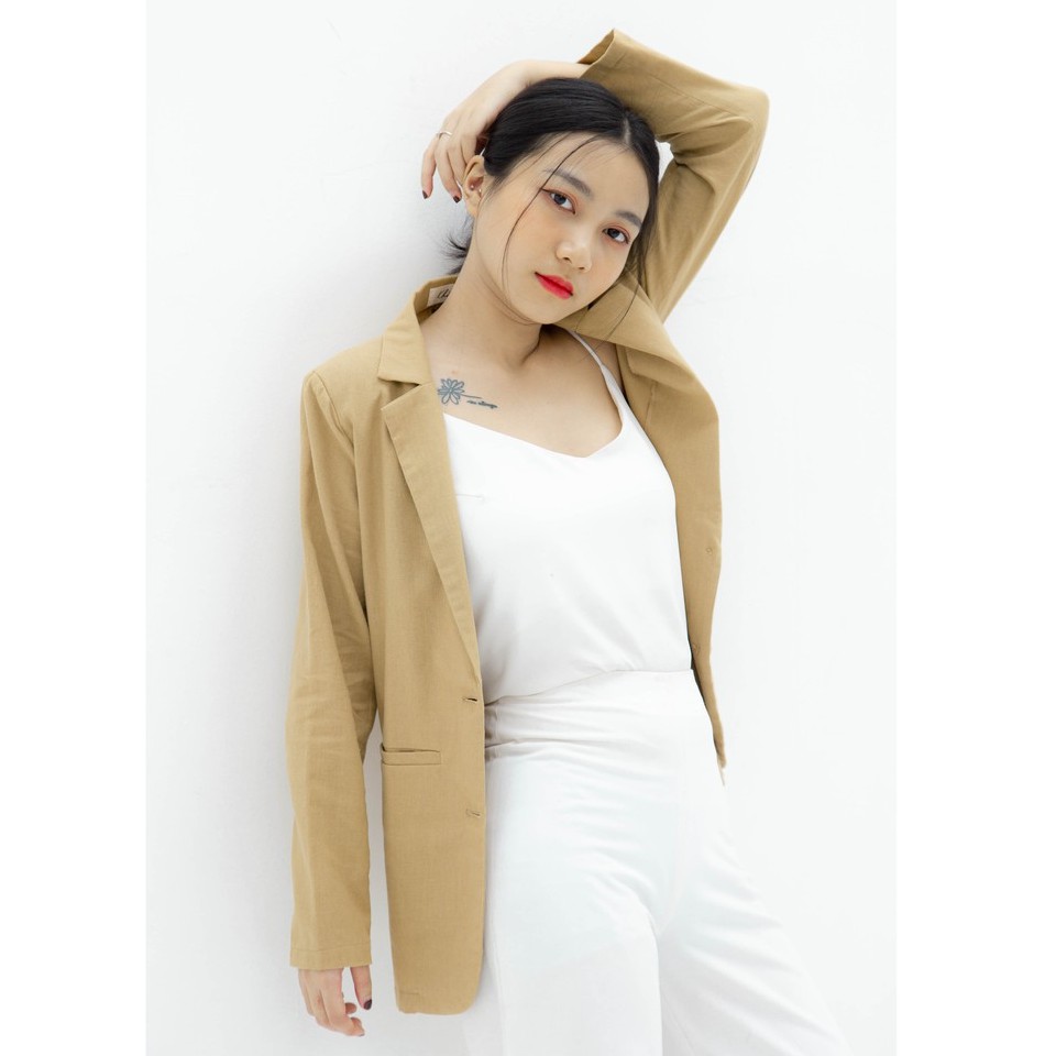 ÁO KHOÁC LINEN NỮ BE tới từ KHÀN phong cách Hàn Quốc, thanh lịch, sang chảnh, thời trang công sở (có ảnh thật)