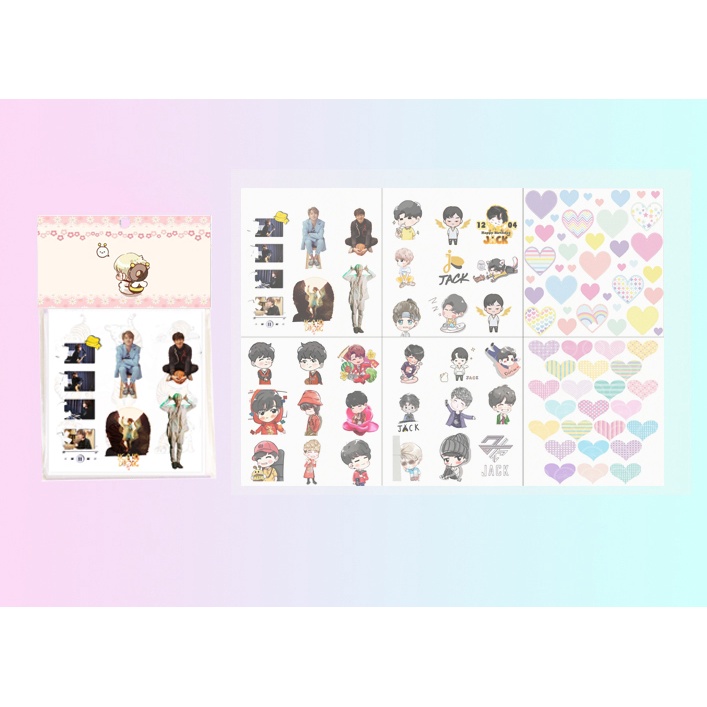 set 6 sticker washi jack S6W24 cute dễ thương hoạt hình ko bế 10x10cm