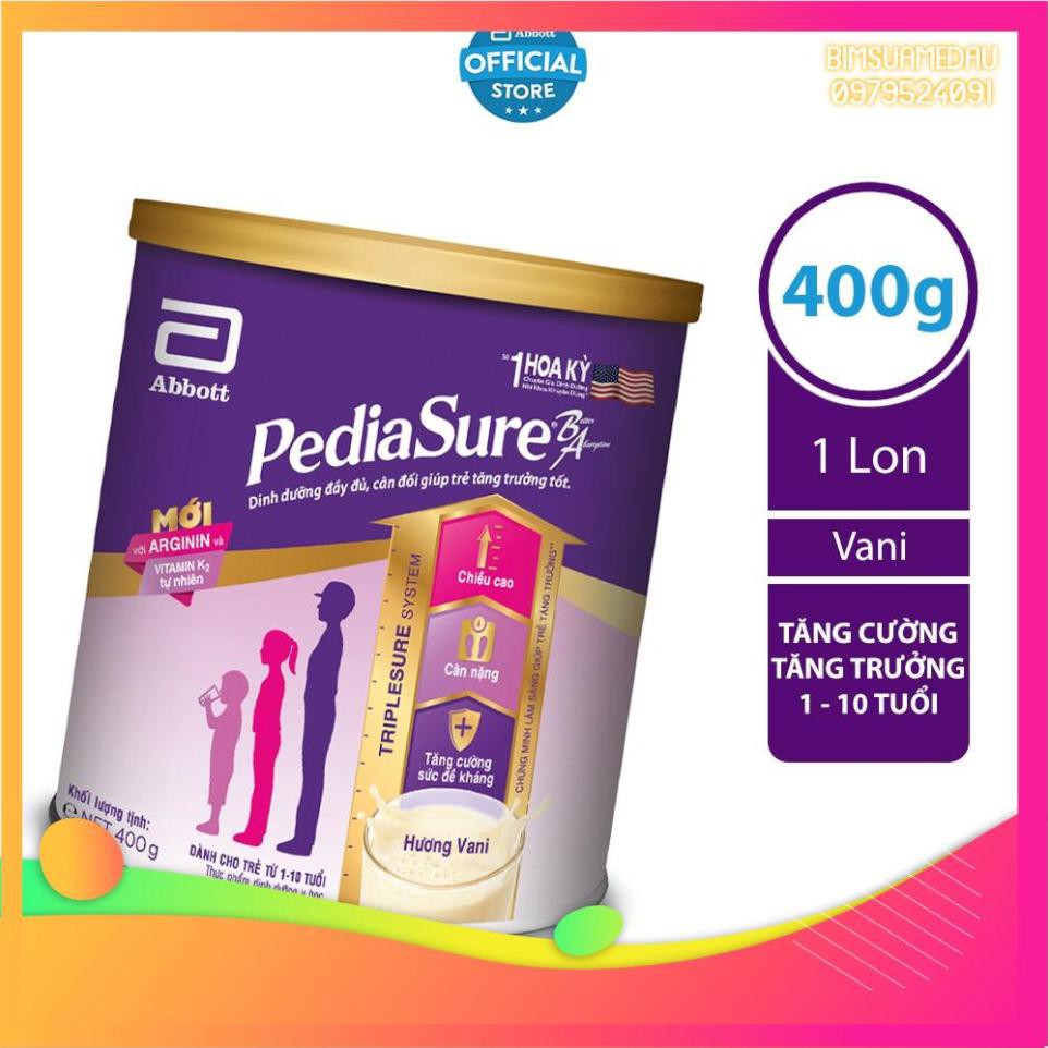 [Bimsuamedau]- Sữa bột Pediasure 400g hương vani