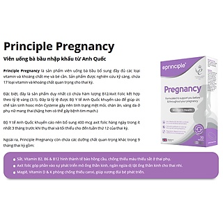 Principle Pregnancy viên uống bổ sung vitamin và khoáng chất trong và sau khi mang thai