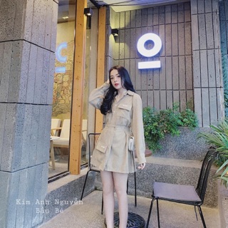 Set chân váy xếp ly mix áo sơ mi túi ngực new