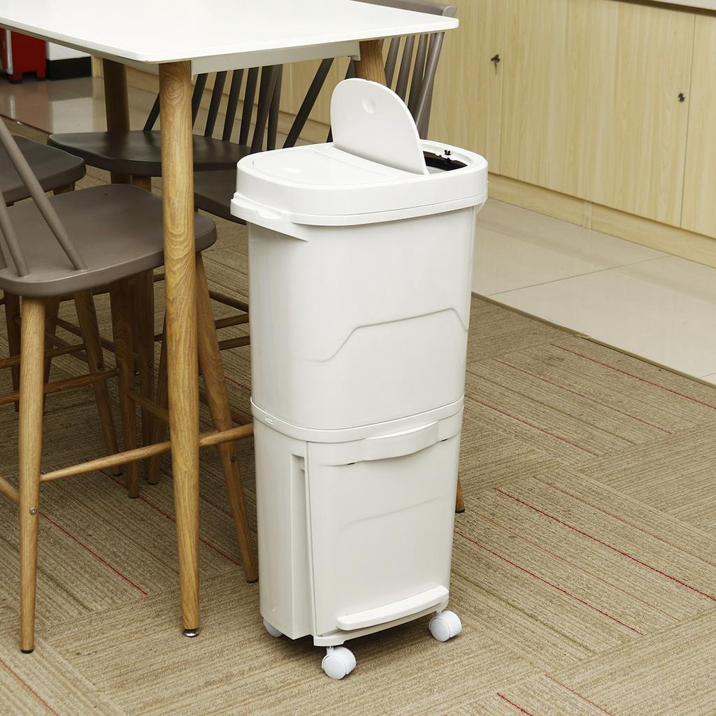 Thùng Đựng Rác 2 Tầng Sức Chứa Lớn 38 / 45l Có Bánh Xe Tiện Dụng Cho Gia Đình