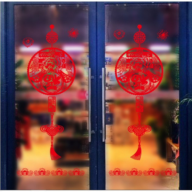 Decal trang trí Tết - Ngọc Bội đỏ chúc xuân