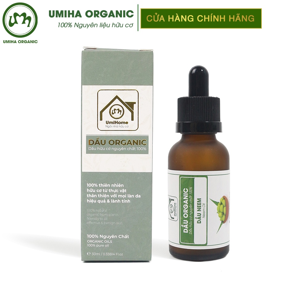 Dầu Neem nguyên chất UMIHOME hữu cơ 30ml ngừa mụn trứng cá, dưỡng ẩm da và làm mờ rạn da