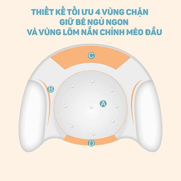 Gối cao su non thêu Baby Moov chống méo đầu, bẹp đầu cho bé