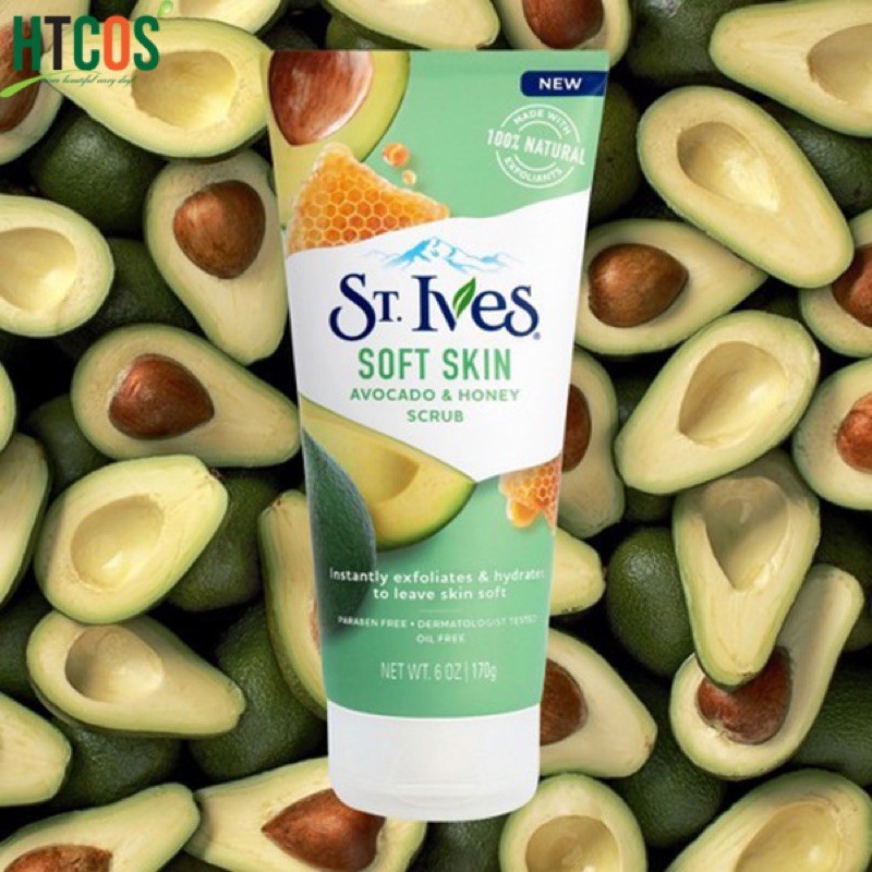 Sữa Rửa Mặt Tẩy Tế Bào Chết Chiết Xuất Bơ Và Mật Ong ST.Ives Soft Skin Avocado & Honey Scrub 170gr Mỹ