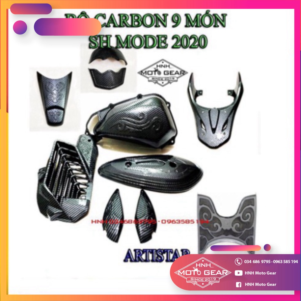 Ốp Carbon Cho SH Mode 2020 Chính Hãng Artista Bộ 9 Món
