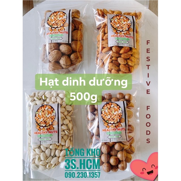 [NGON SIÊU RẺ]Túi 500g - ko tính bao bì - Hạt dinh dưỡng ( dẻ cười / granola / macca / hạnh nhân / óc chó / dưa / bí )