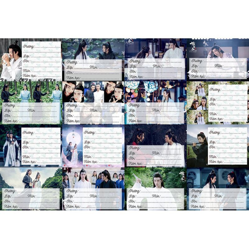 Nhãn / thời khóa biểu Tiêu Chiến Vương Nhất Bác Trần tình lệnh nhãn tên nhãn tập nhãn vở