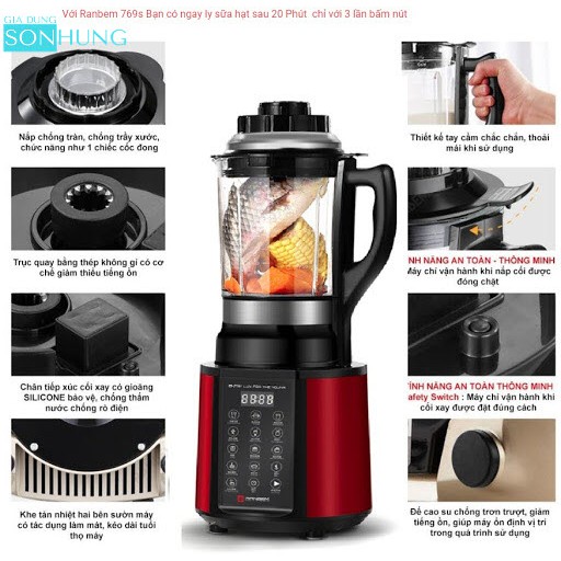 MÁY LÀM SỮA HẠT ĐA NĂNG RANBEM 769S CONG SUẤT 800W
