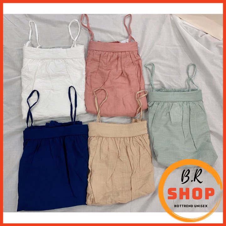 Bộ ngủ 2 dây chất đũi xước nhiều màu, Set bộ đồ ngủ nữ áo 2 dây quần short freesize phom suông mặc nhà