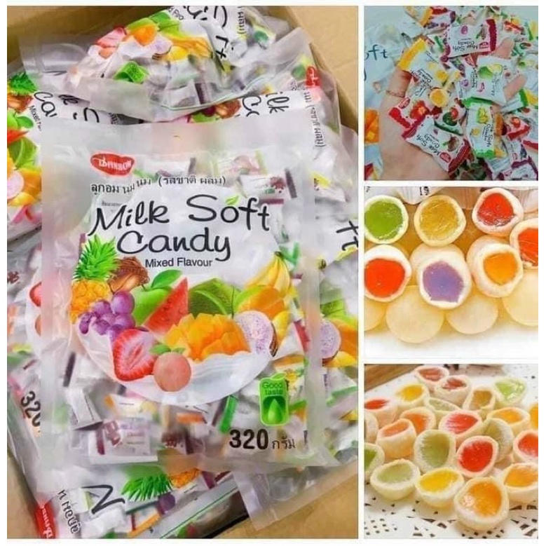 Kẹo Dẻo Trái Cây Milk Soft Candy túi 320gr mix đủ vị Thái Lan